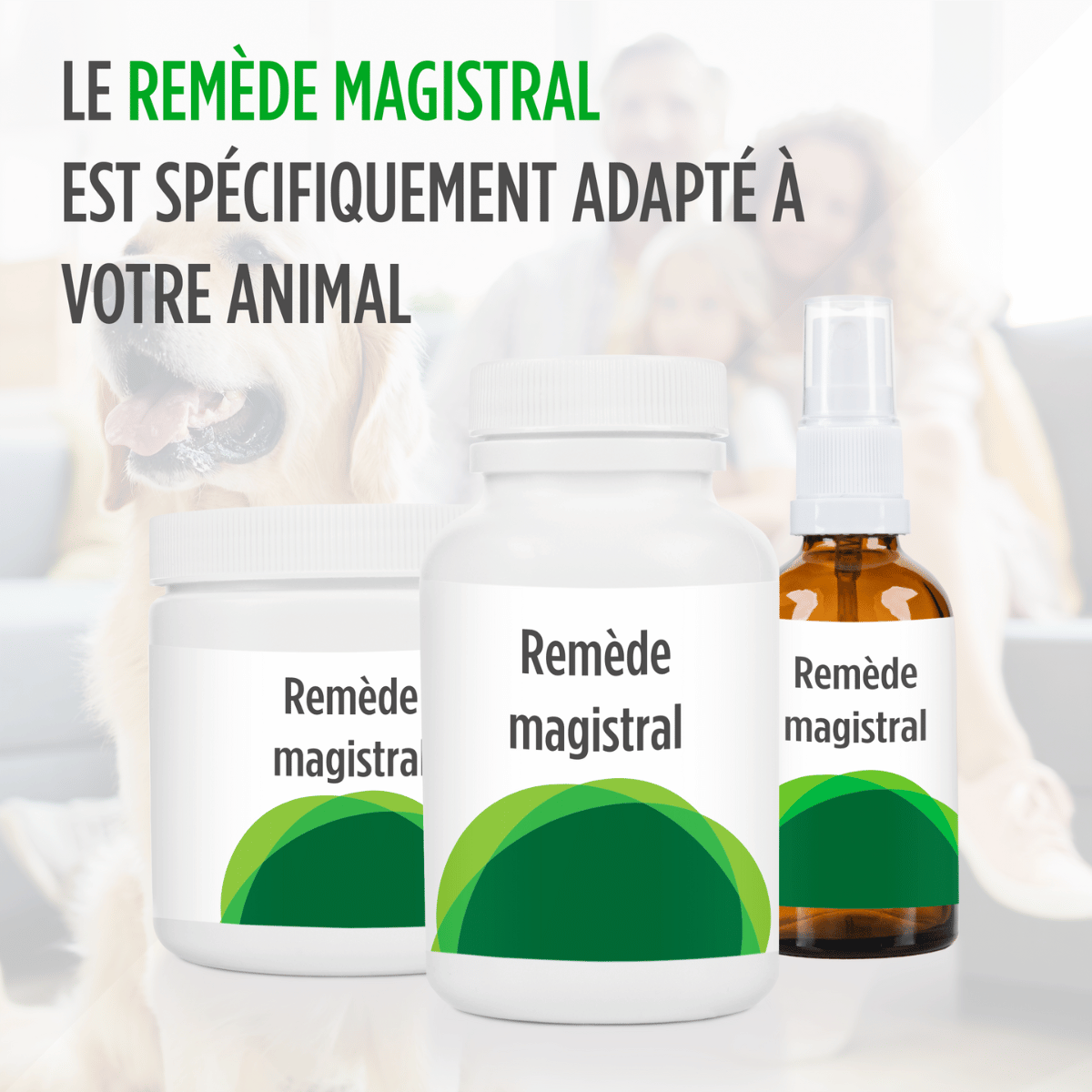 Commandez votre remède magistral spécifiquement adapté à votre animal.